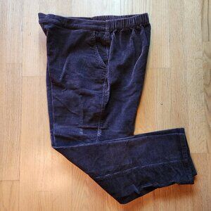 Denim & Co Wide Wale Corduroy Pants Large Elastic Waist Pull On Comfort Brown